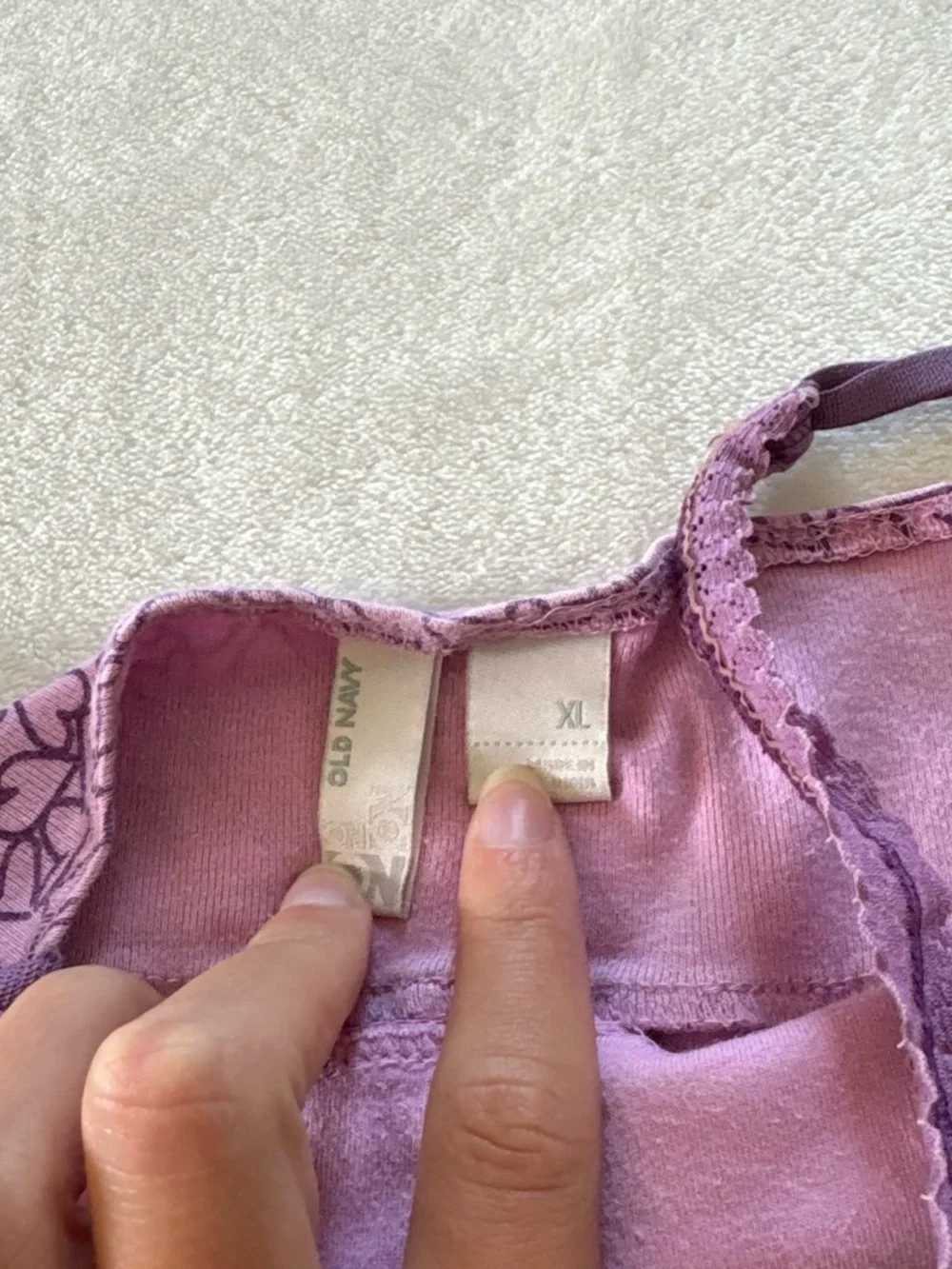Vintage Y2K Old Navy Pink Purple Heart Lace Trim Cami Girls XL/Women's XS